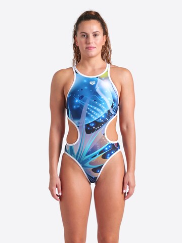 ARENA Bralette Swimsuit 'ONE PRINT' in Blue: front
