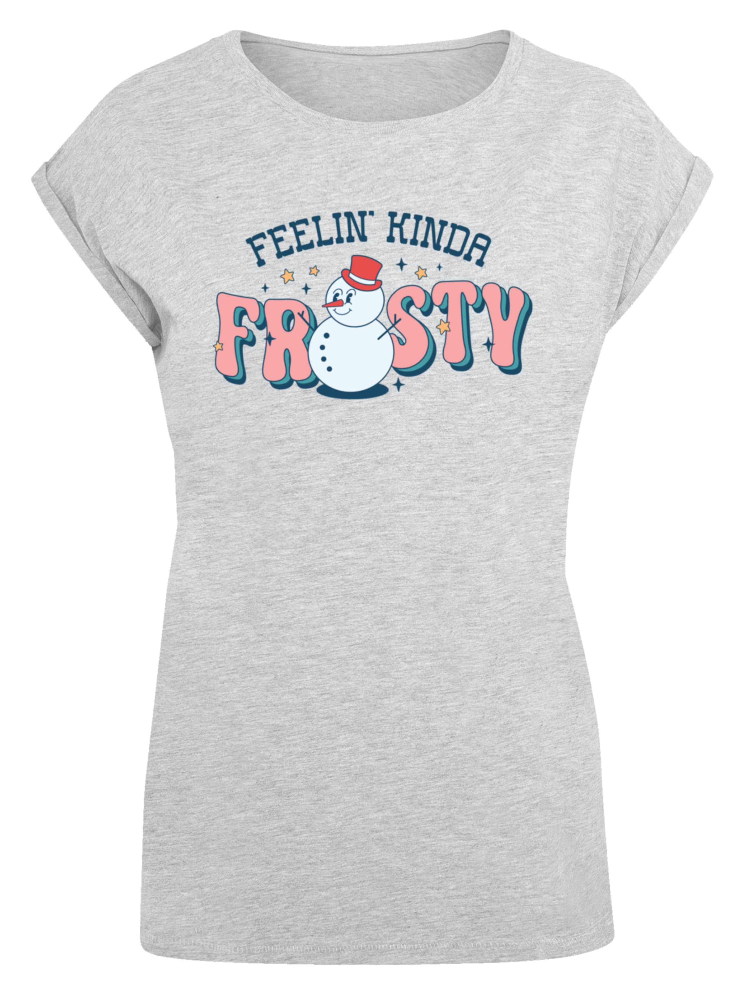F4NT4STIC Shirt 'Feelin Kinda Frosty Snowman' in Grijs: voorkant