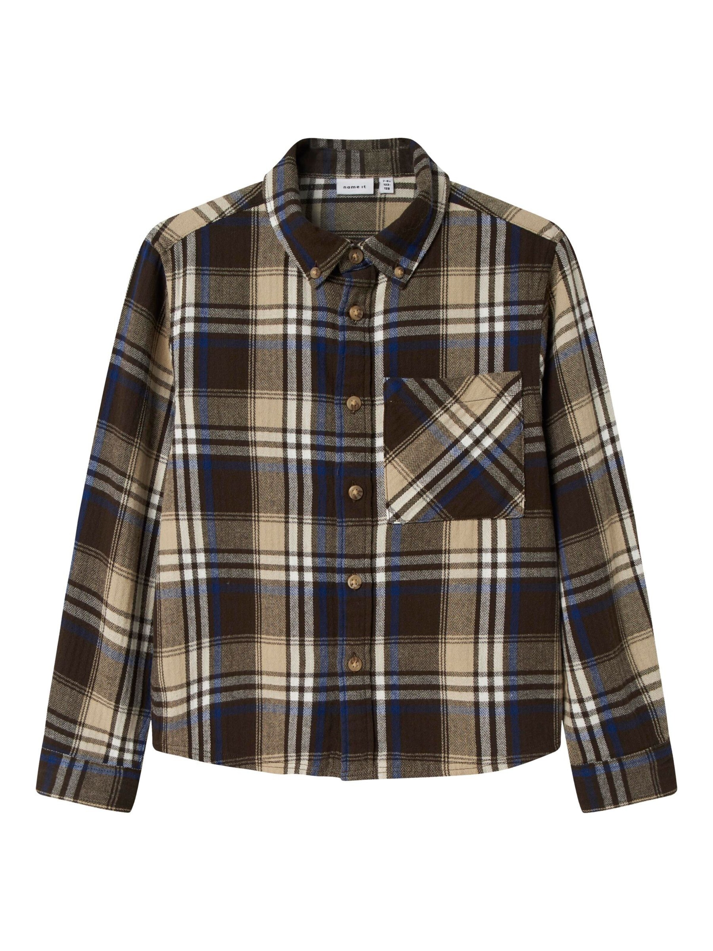 NAME IT Skjorte i blå / brun / hvid, Produktvisning