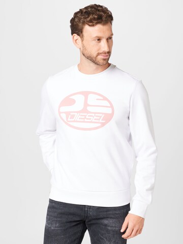 DIESEL Sweatshirt 'GINN' in White: front