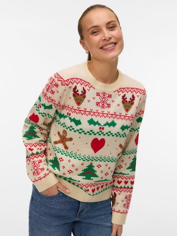 VERO MODA Trui 'VMNewchristmasstuff' in Wit: voorkant