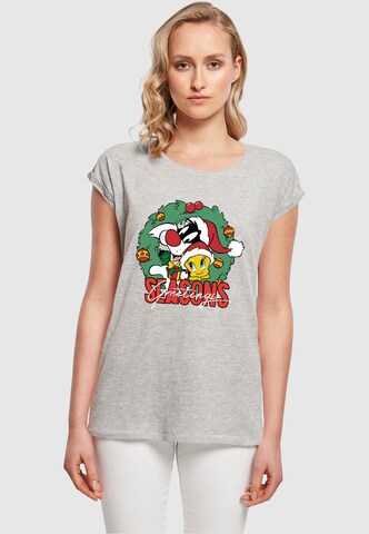 ABSOLUTE CULT Shirt 'Looney Tunes - Seasons Greetings' in Grijs: voorkant