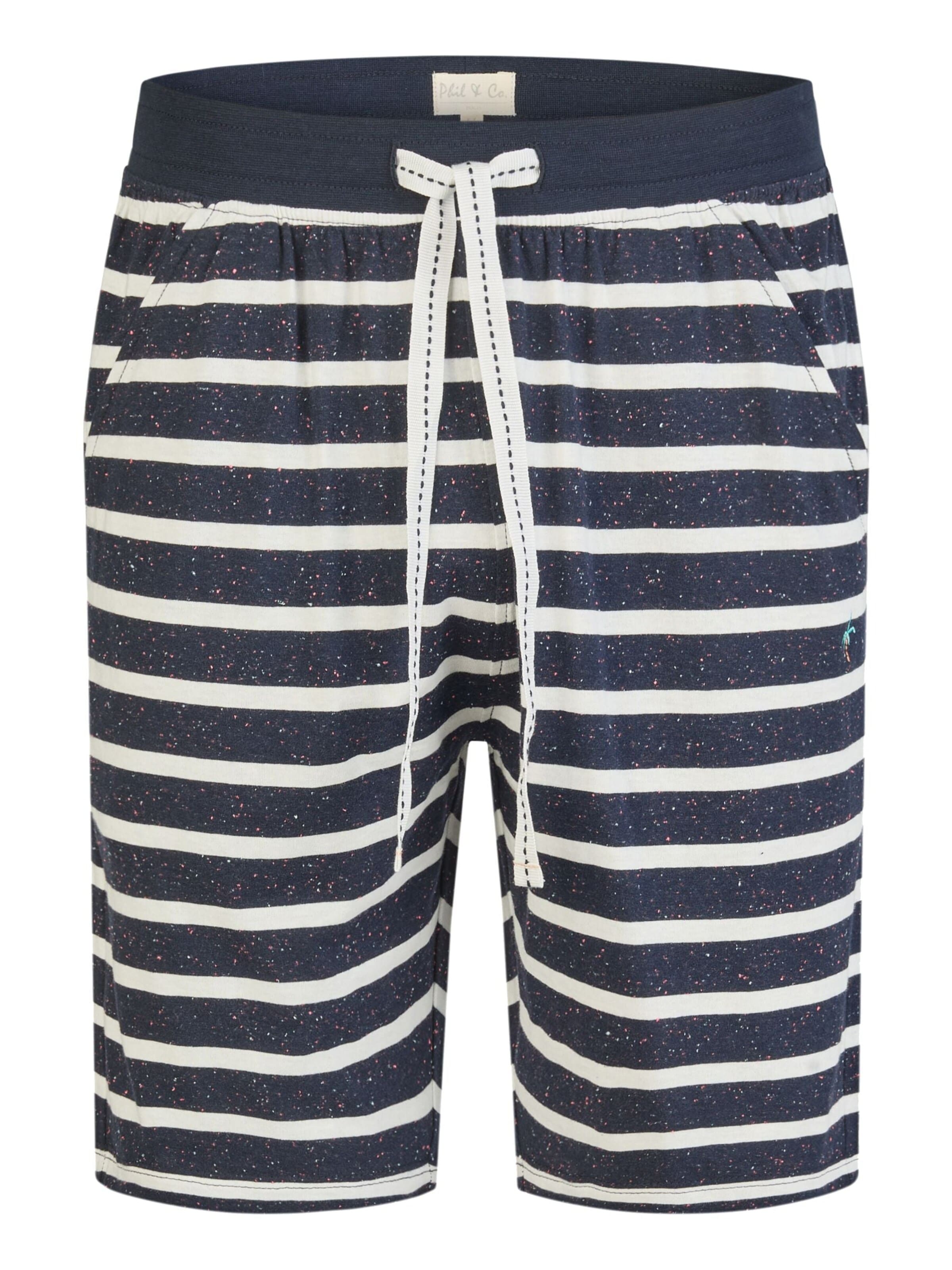 Phil & Co. Berlin Pyjama kort 'Phil & Co. Berlin Men's Shorty Set – Cotton Pyjamas with Fashionable Print & Colour Gradient, Spring/Summer, S–XXL' in Blauw