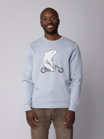 Watapparel Sweatshirt ' Bär auf Bike ' in Blue: front