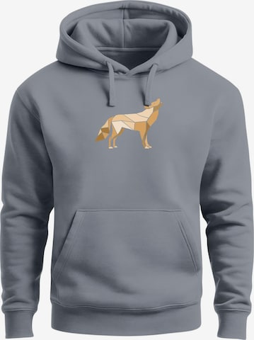 Neverless Sweatshirt 'Polygon Wolf Gelb' in Grau: Vorderseite