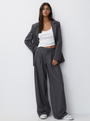 Pull&Bear Wide Leg Hose in Grau