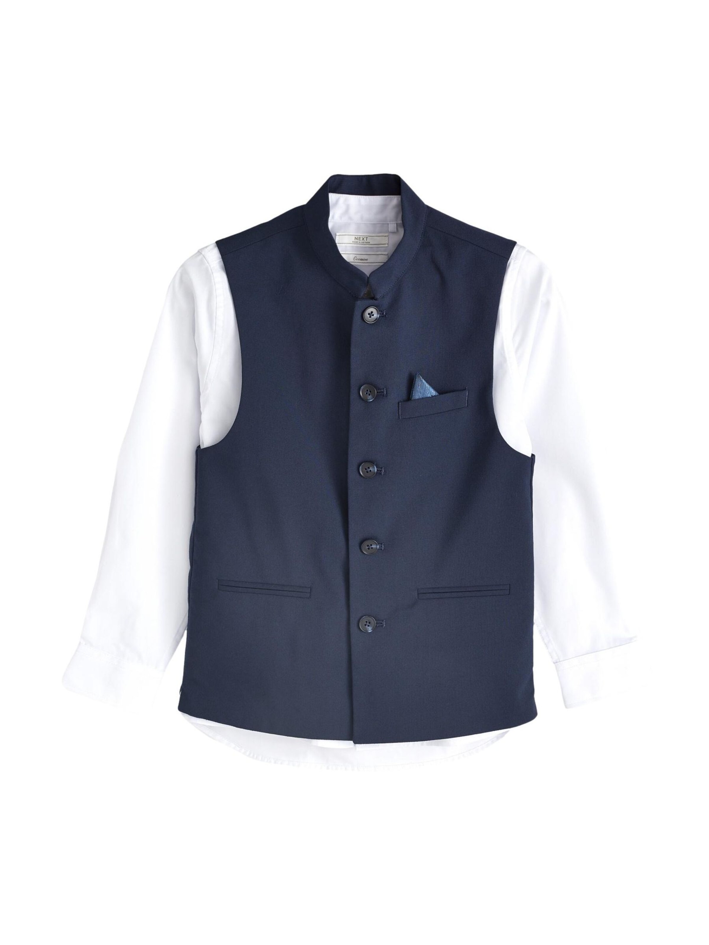 Next Set: Weste und Hemd in Blau: Vorderseite