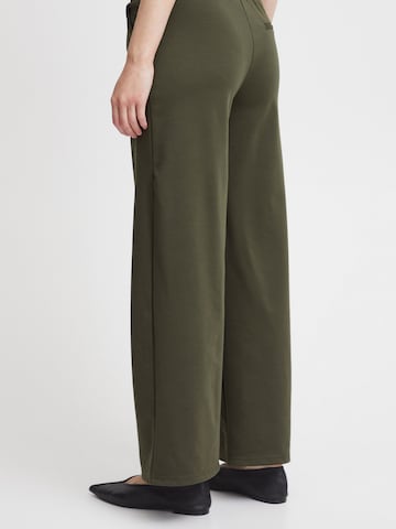 ICHI Široke hlačnice Hlače z naborki 'Kate' | zelena barva