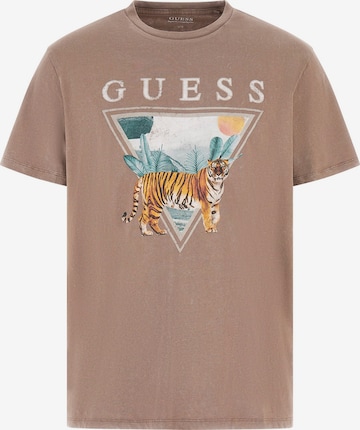 GUESS Majica 'TIGER SPIRIT' | rjava barva: sprednja stran