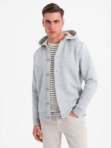 Ombre Sweatvest 'OM-SSZP-0186' in Grijs: voorkant