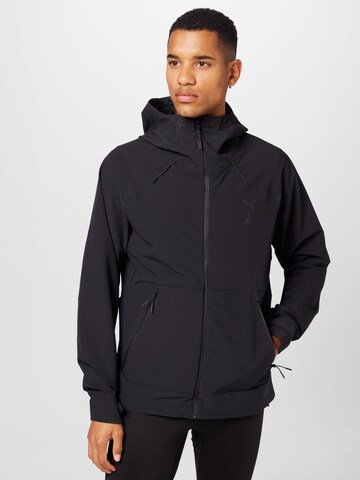 PUMA Athletic Jacket in Black: front