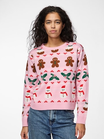 Pullover 'PCJolly XMas' di PIECES in rosa: frontale