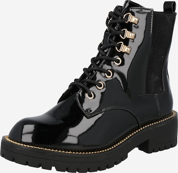 River Island Lace-Up Ankle Boots in Black: front