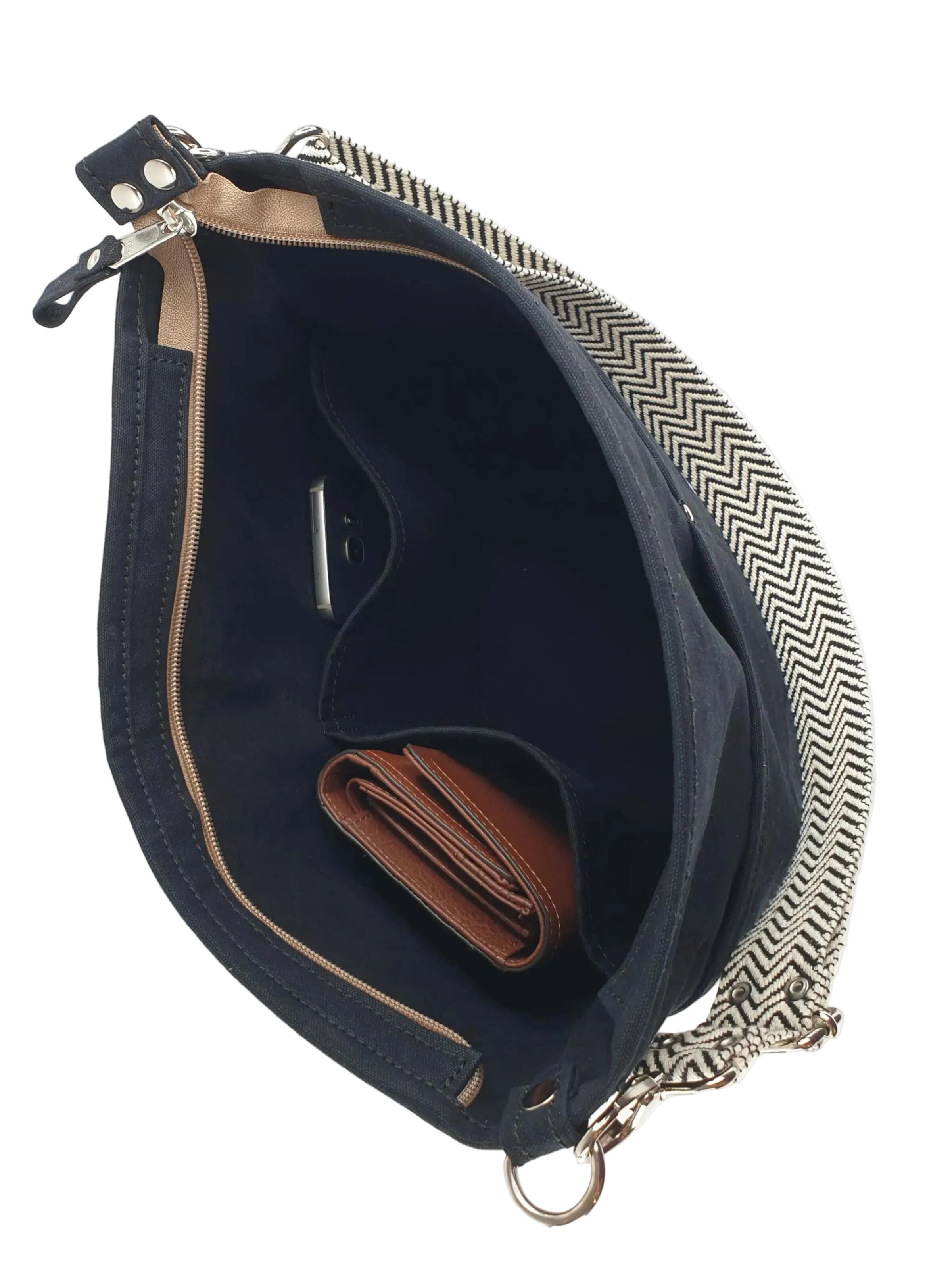 SANUMI Crossbody Bag 'Canvas Hobobag' in Black