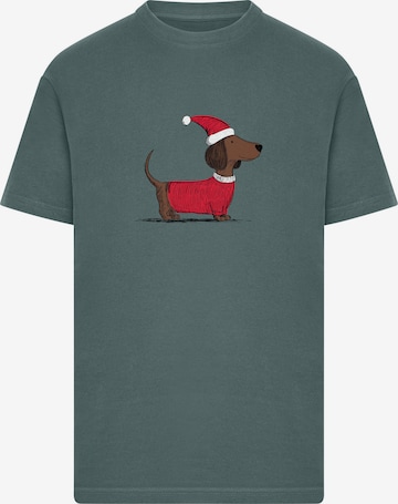 Mister Tee Shirt 'Christmas Dackel' in Green: front