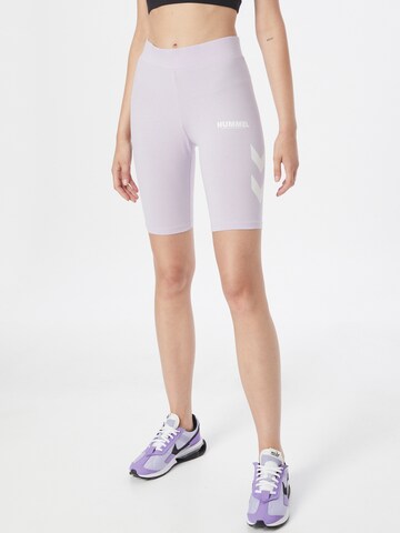 Skinny Pantaloni sport 'Legacy' de la Hummel pe mov: față