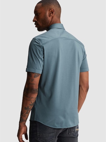 CAST IRON Regular fit Skjorta 'CAST IRON - Shirt with short sleeves in lightweight jersey' i blå