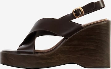 Sandales 'Sandalen mit Keilabsatz und Riemchen von R and BE' Super Mode en marron : devant