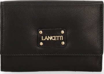 Portamonete 'Portafoglio donna Lancetti vera pelle bottone pressione' di Lancetti in nero: frontale