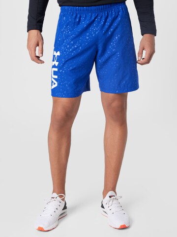 Regular Pantalon de sport 'Emboss' UNDER ARMOUR en bleu : devant