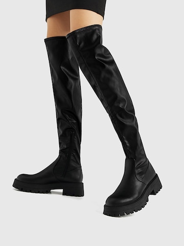 Pull&Bear Over the Knee Boots in Black