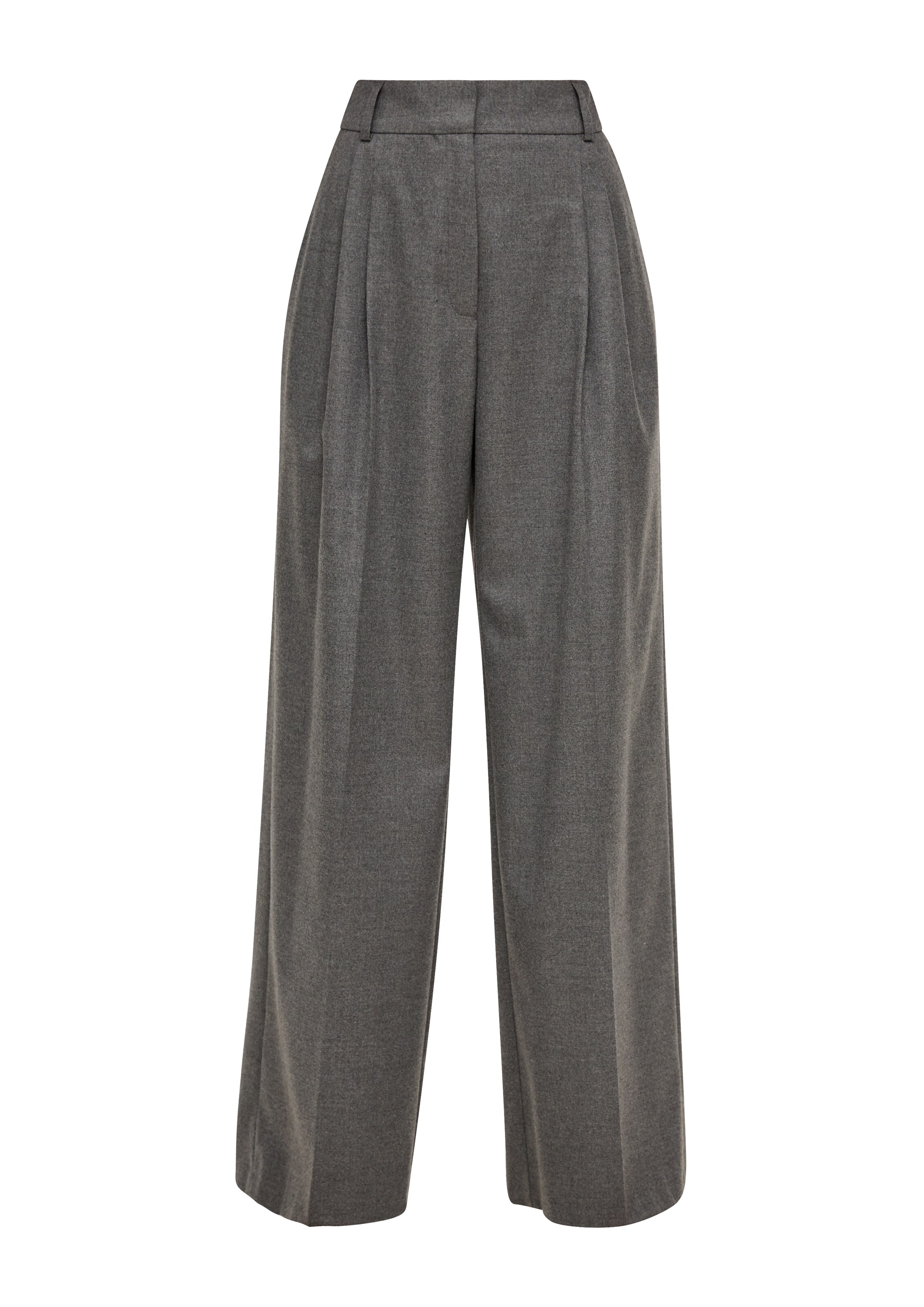 s.Oliver BLACK LABEL Wide Leg Bundfaltenhose in Grau: Vorderseite