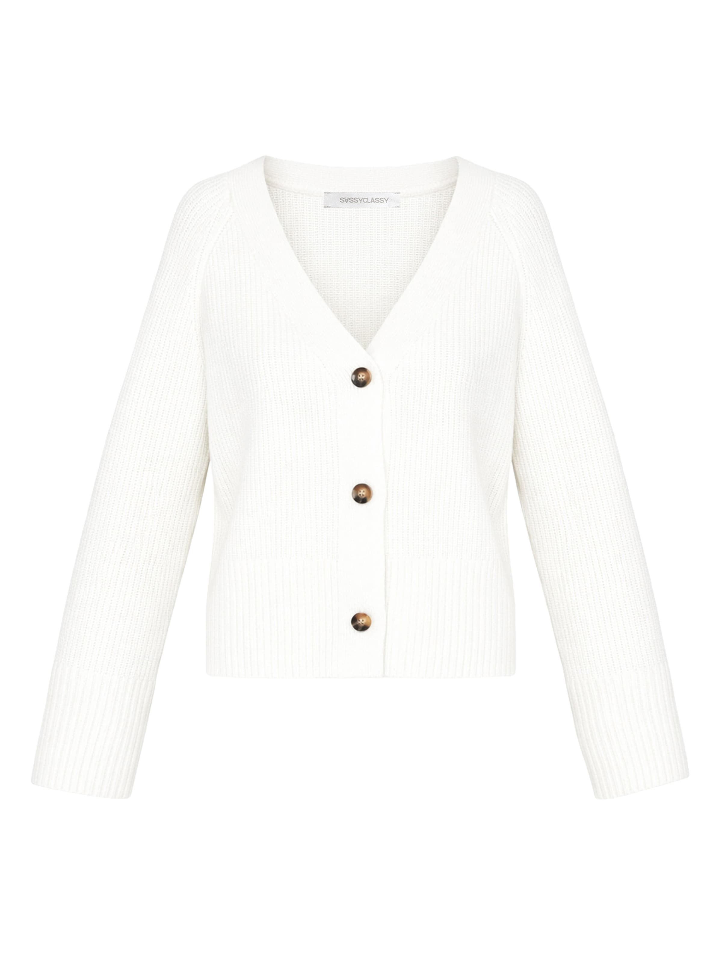 SASSYCLASSY Strickjacke‌‌‌‌‌ in Weiß: Vorderseite