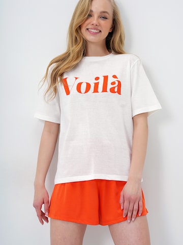 Trend Alaçatı Stili Ταγέρ με παντελόνι σε πορτοκαλί: μπροστά