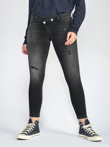 Le Temps Des Cerises Slimfit Jeans in Zwart: voorkant