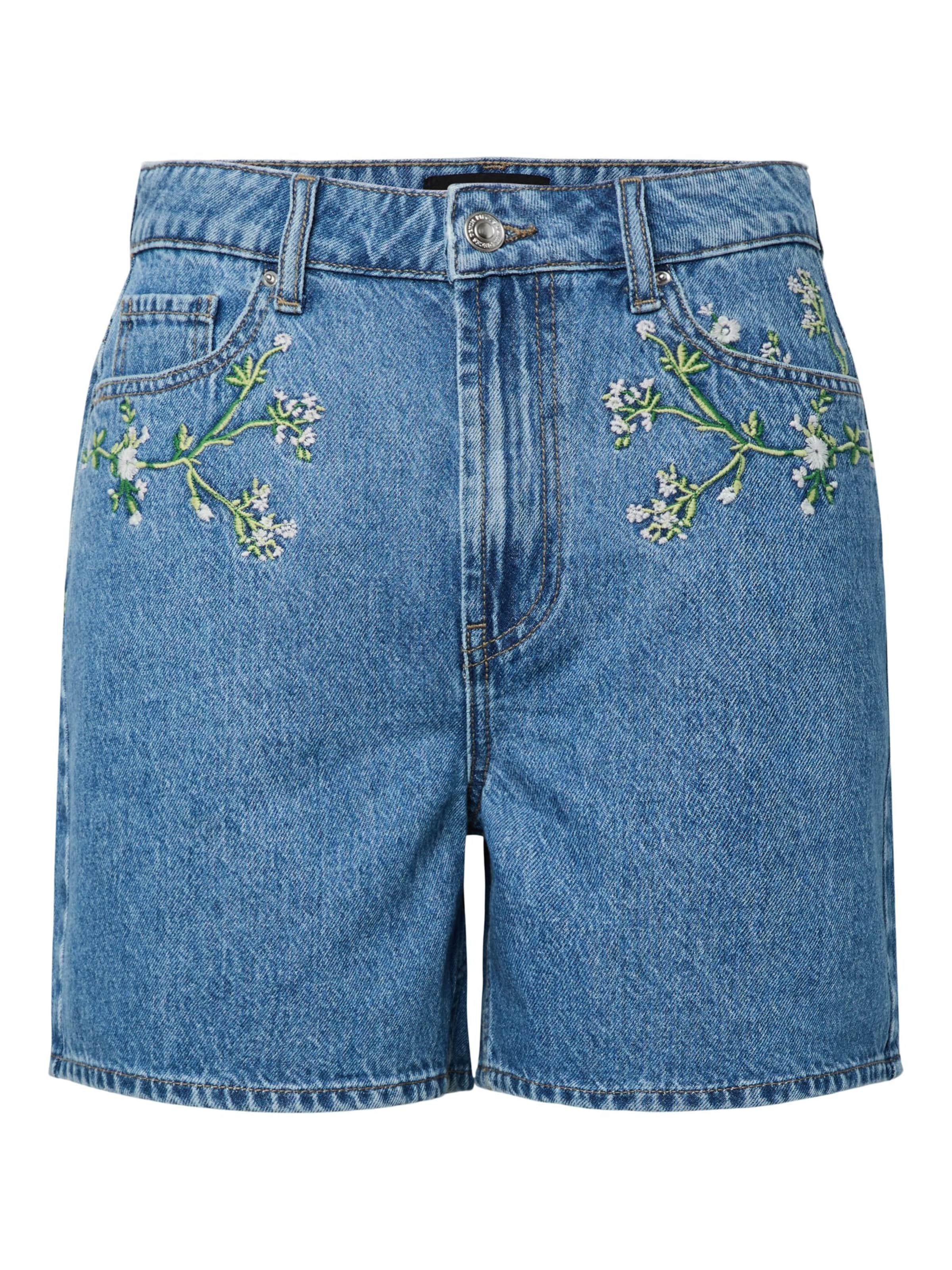 PIECES Jean 'PCSky' en bleu denim / vert / violet pastel, Vue avec produit