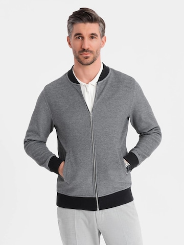 Ombre Sweat jacket 'OM-SSZP-0238' in Grey: front