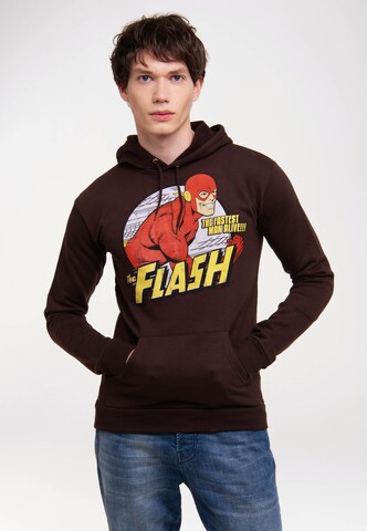 LOGOSHIRT Sweatshirt 'DC Comics - Flash, Fastest Man Alive' in Bruin: voorkant