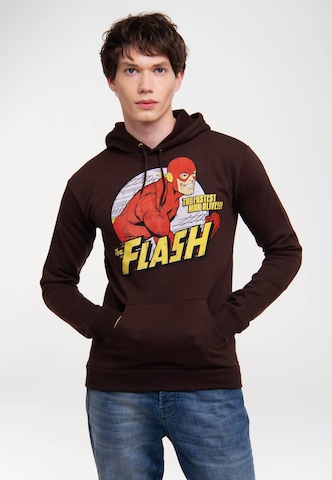 LOGOSHIRT Sweatshirt 'DC Comics - Flash, Fastest Man Alive' in Brown: front