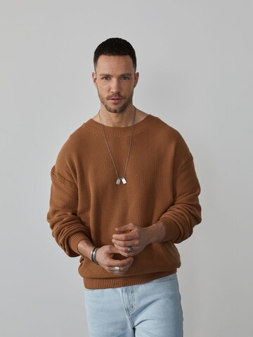 DAN FOX APPAREL Pullover 'Aron' in Braun: predná strana