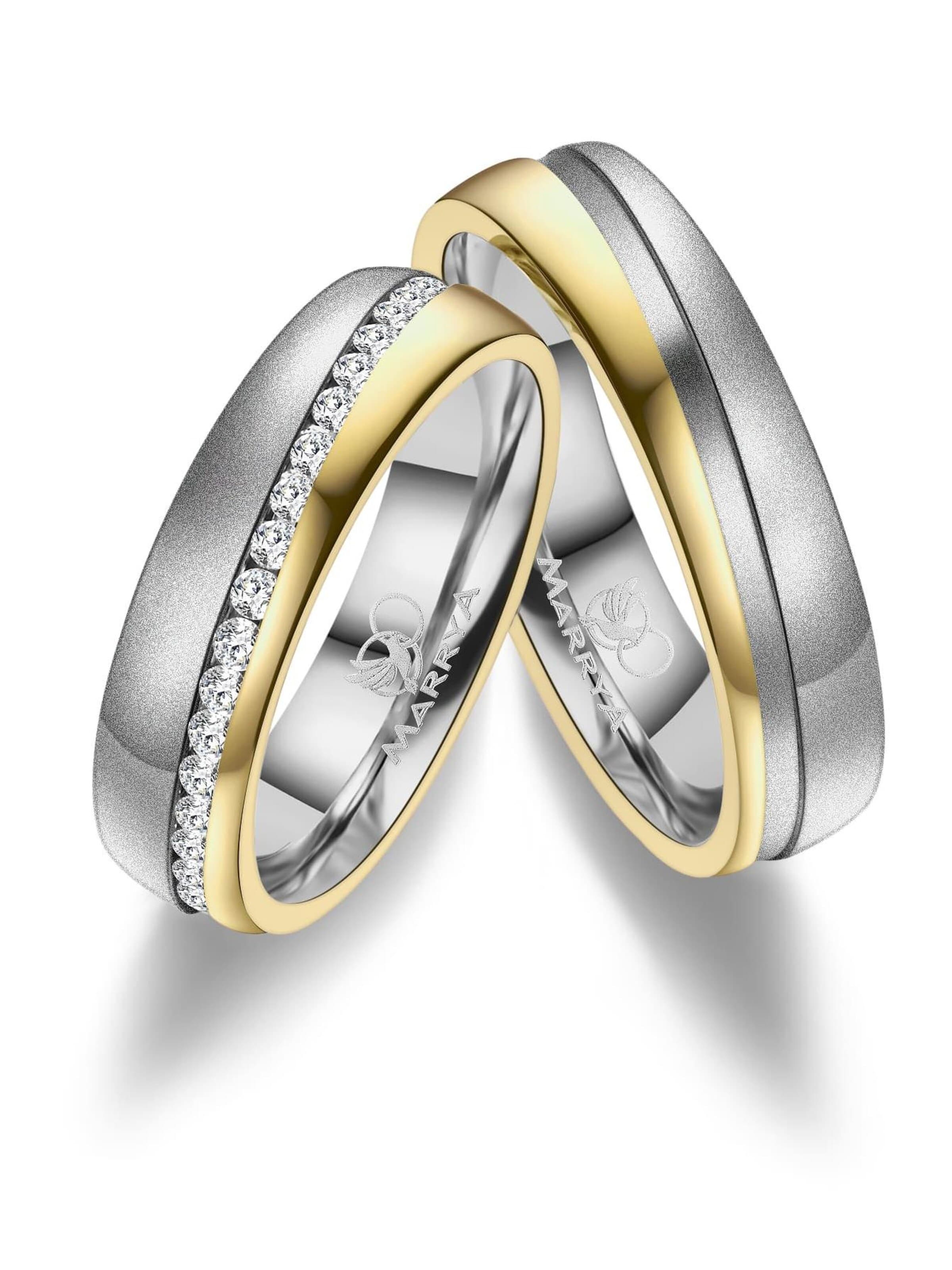 MARRYA Ring 'MARRYA ES-32 Ehering aus Edelstahl - Silberfarben & Gelbgold plattiert' i silver