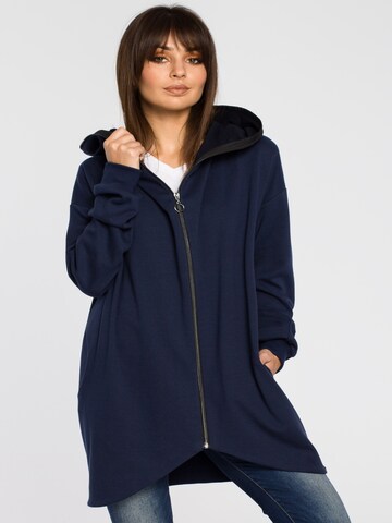 BeWear - Sudadera con cremallera en azul: frente