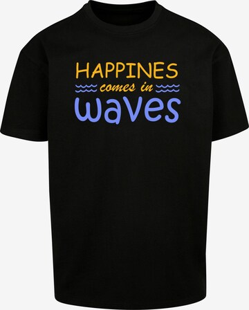 T-Shirt 'Summer - Happines comes in waves' Merchcode en noir : devant