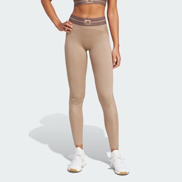ADIDAS PERFORMANCE Skinny Sports trousers 'Hyperglam' in Brown: front