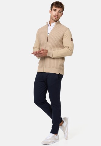 INDICODE JEANS Knit Cardigan 'Cason' in Beige