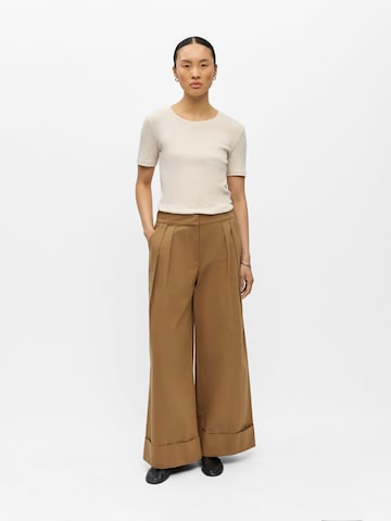 OBJECT Wide leg Pleat-Front Pants 'OBJKasani' in Beige
