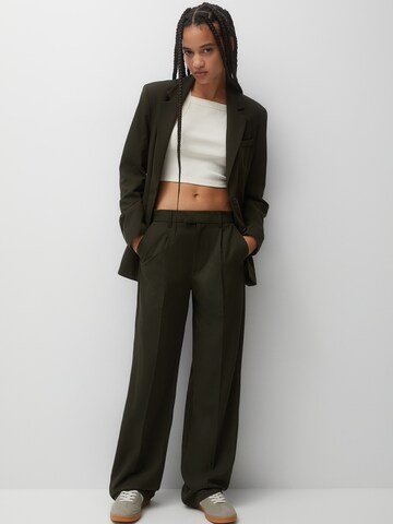 Pull&Bear Loose fit Pleat-front trousers in Green