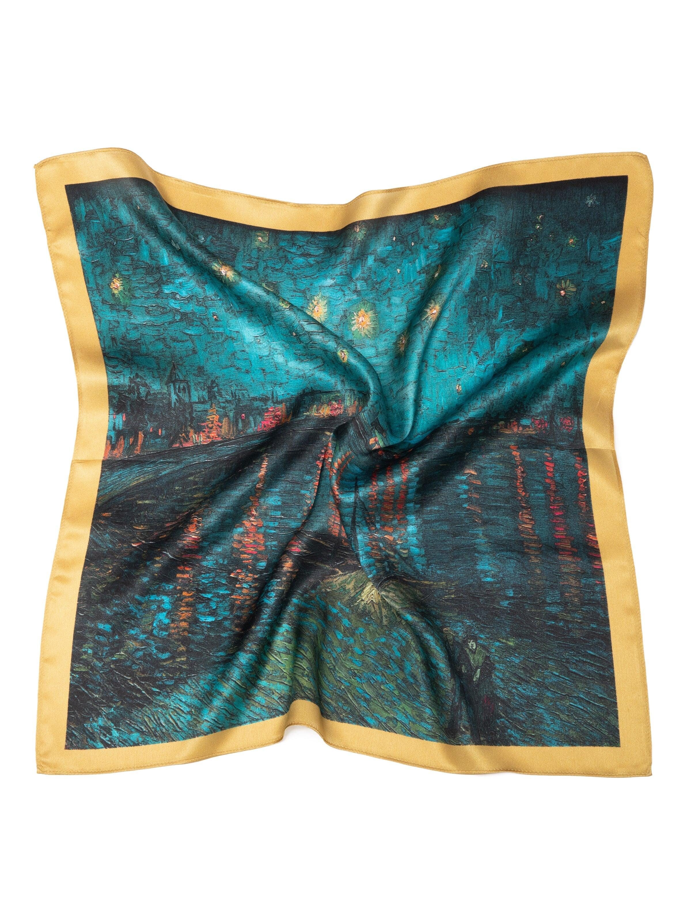 Sciarpa 'Seidentuch quadratisch Vincent 53x53 Starry night' di MayTree in colori misti: frontale