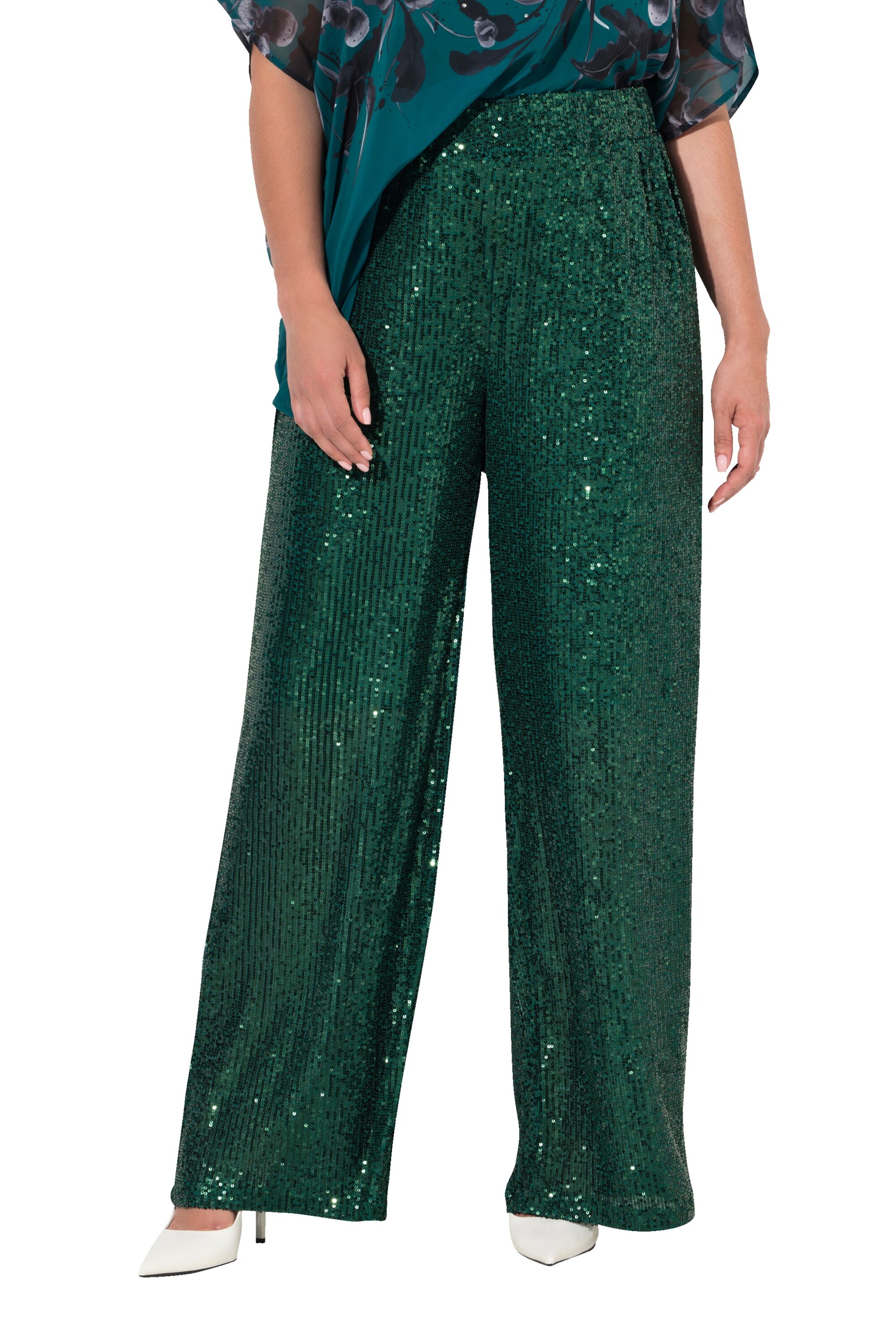 Ulla Popken Regular Hose in Grün: Vorderseite