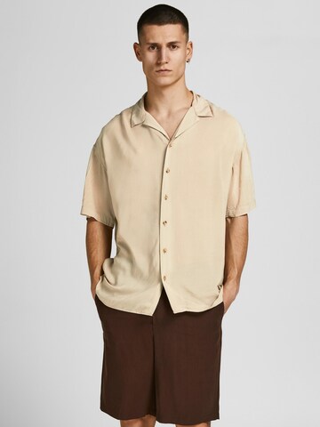 JACK & JONES Comfort fit Button Up Shirt 'Malibu' in Beige: front