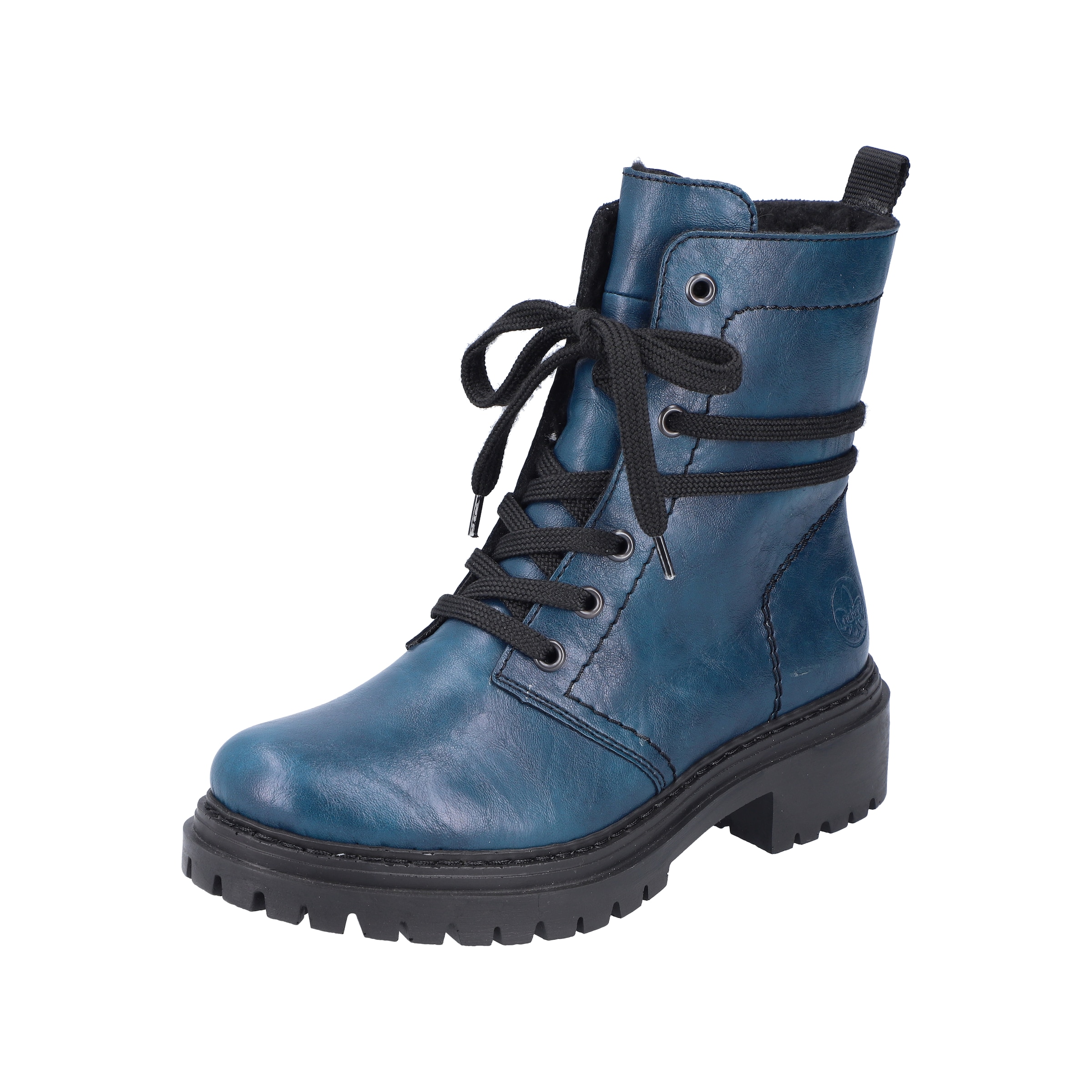 Rieker Lace-Up Ankle Boots in Blue: front
