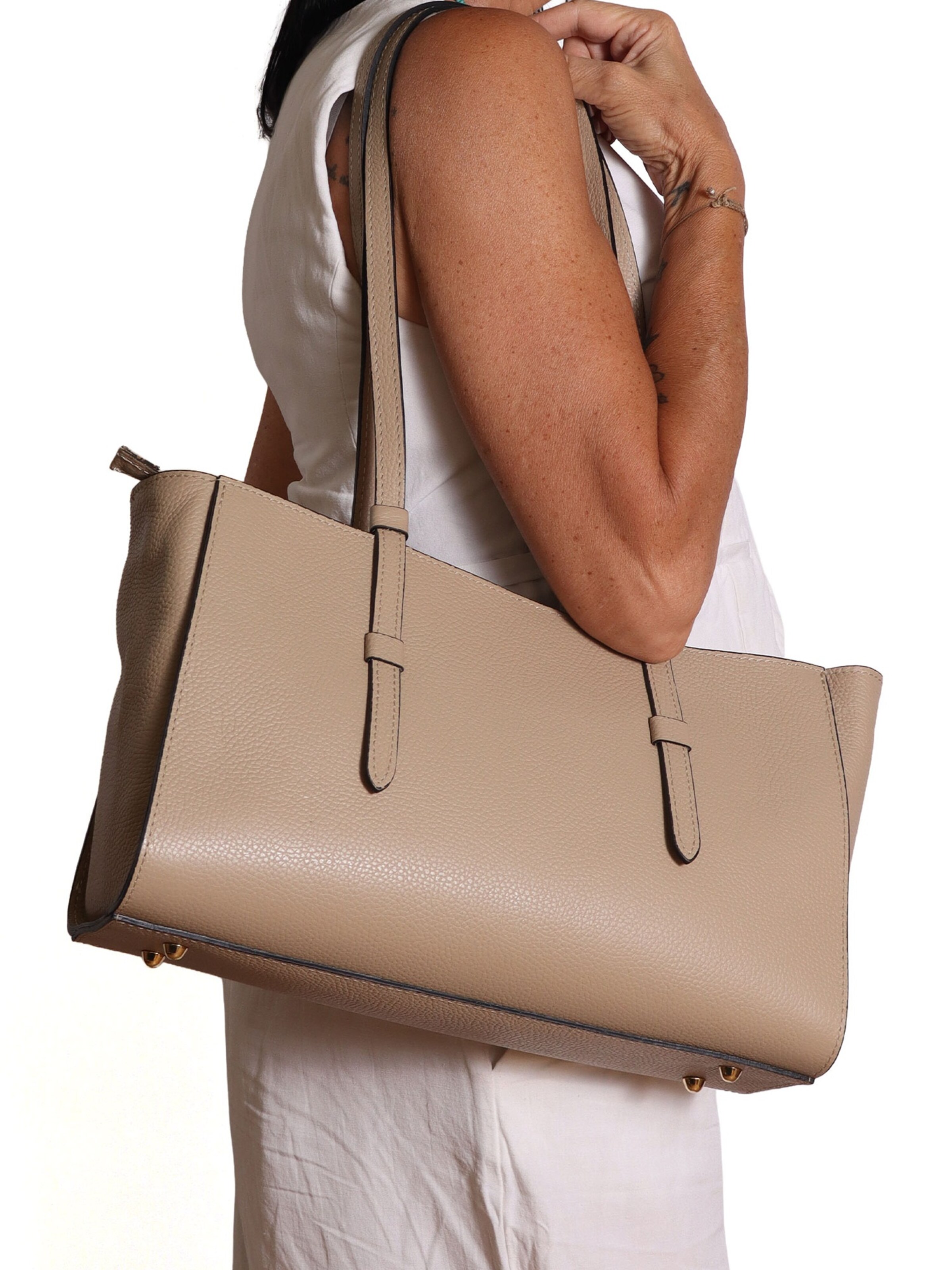 Sac bandoulière Gave Lux en beige : devant