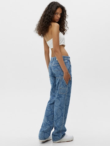 Wide leg Jeans de la Pull&Bear pe albastru