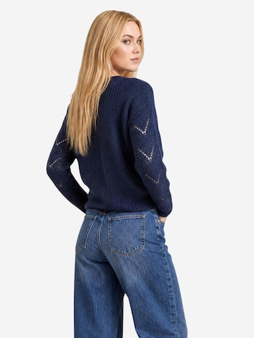Pullover 'JDYBADUT L/S V-NECK STRUC GLITT PULL KNT 15302387' di JDY in blu