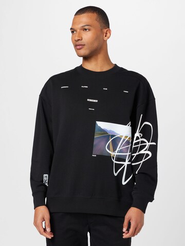 HUGO Sweatshirt 'Deral' in Zwart: voorkant