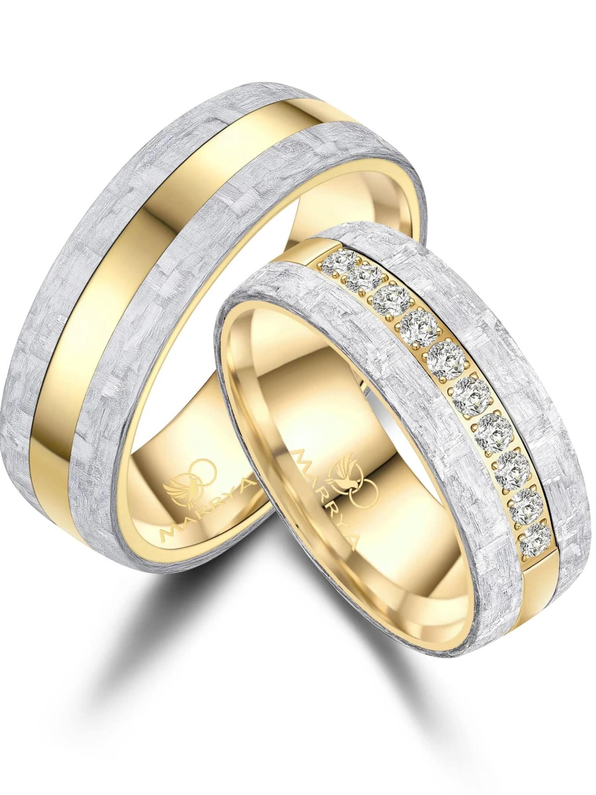 MARRYA - Anillo 'MARRYA CA-22 Eheringe aus Carbon' en oro